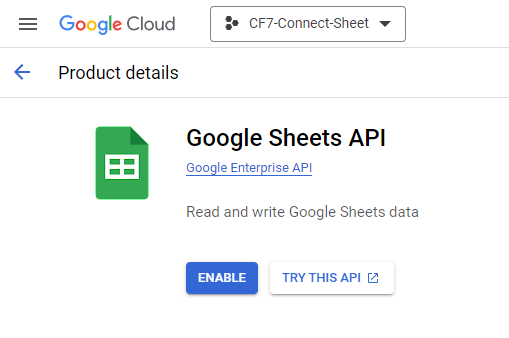 Enable Google Sheets API